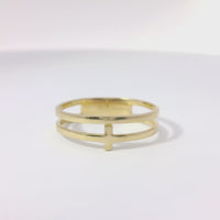 14KT Gold Ring Women's Light Weight Mini Cross Center with Plain Split Band