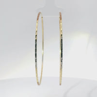 14KT Gold Earrings Tri Tone Flat Diamond Cut Hoops 2.5 Inch 1mm
