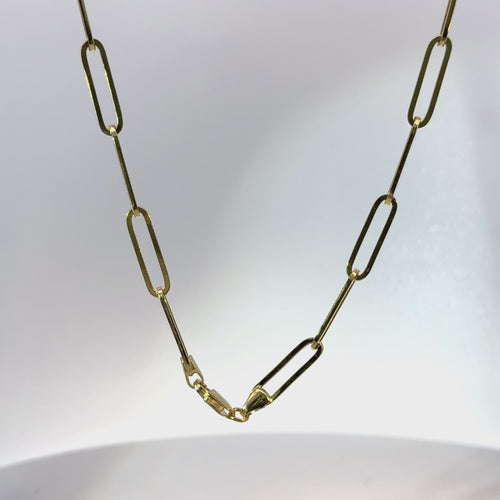 14KT Gold Chain Hollow Paper Clip 5mm