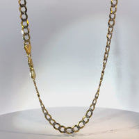 14KT Gold Chain Solid Curb Pave 6mm
