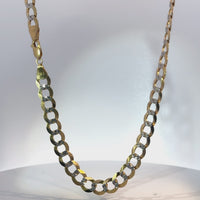 14KT Gold Chain Hollow Curb Pave 8.5mm