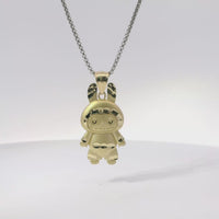 14KT Gold Charm Large Puff Full Body Diamond Cut LaBuBu with Plain Bell