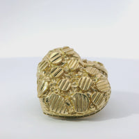 14KT Gold Earrings Large Puff Nugget Heart with White CZ Stones Edge, Push Back Post, and Butterfly Backs