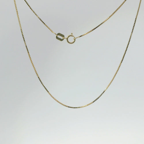 14KT Gold Solid Thin Chain Box Link with Pinwheel Clasp .7mm