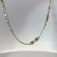 14KT Gold Chain Hollow Tri Tone Heart Valentino 4.5mm