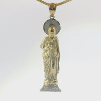 14KT Gold Charm Small Two Tone "St. Jude" Name Plate St Jude Figure with Plain Bell