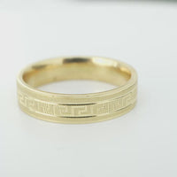 14KT Gold Ring Unisex Solid Greek Center Plain Matt Finish Borders Band
