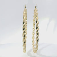 14KT Gold Earrings Hoops Twisted 2 Inch Hollow Tube 3mm