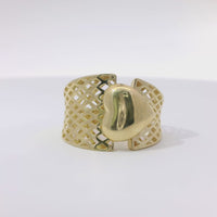 14KT Gold Ring Women's Abstract Round Bubble Heart Top Split Band Design Lattice Band