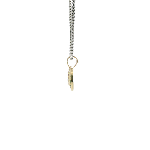 14KT Gold Charm Jumbo Infinity Loop with Red, White, and Green CZ Stones with Plain Bell