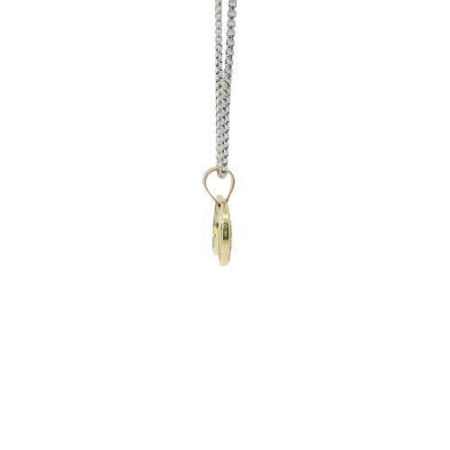 14KT Gold Charm Jumbo Infinity Loop with Red, White, and Green CZ Stones with Plain Bell