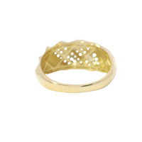 14KT Gold Ring Women's Abstract Twisted Ribbon with Two White CZ Stones Center Sections and Plain Band