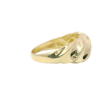 14KT Gold Ring Women's Abstract Twisted Ribbon with Two White CZ Stones Center Sections and Plain Band