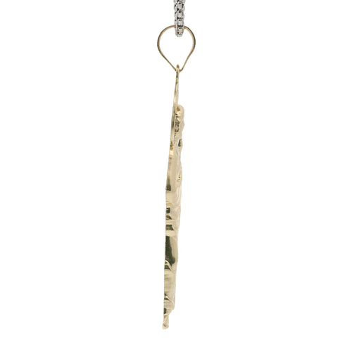 14KT Gold Charm Medium Right Staff Sunray Halo St Jude with Plain Bell