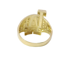 14KT Gold Ring Unisex Jumbo Nugget Raised "LA" (Los Angelos) and Plain Nugget Band