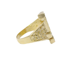 14KT Gold Ring Unisex Jumbo Nugget Raised "LA" (Los Angelos) and Plain Nugget Band