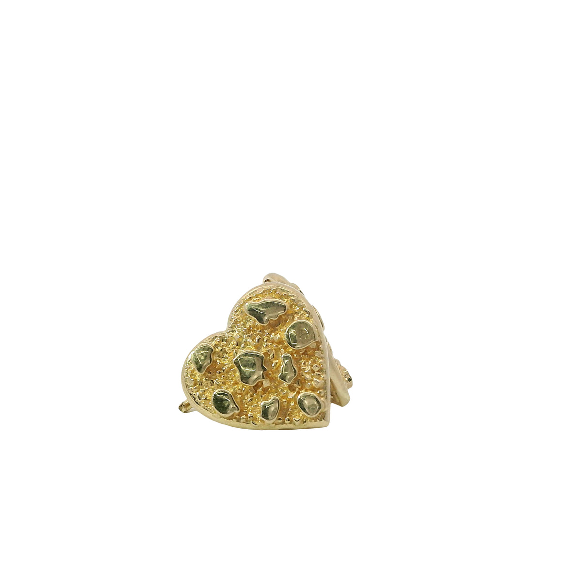 14KT Gold Earrings Small Nugget Heart Shape with Push Back Post and Butterfly Backs
