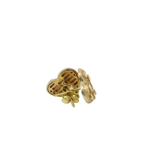 14KT Gold Earrings Small Nugget Heart Shape with Push Back Post and Butterfly Backs