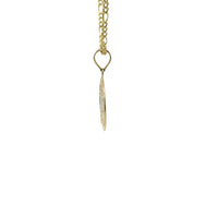 14KT Gold Charm Small Two Tone St Michael Coin with "PRAY FOR US" Border and Plain Bell