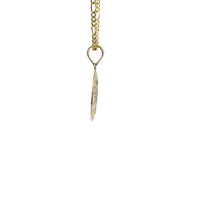 14KT Gold Charm Small Two Tone St Michael Coin with "PRAY FOR US" Border and Plain Bell