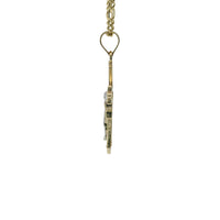 14KT Gold Charm Small Two Tone Point Flare Ends Crucifix Cross with Plain Bell