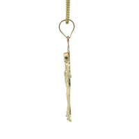 14KT Gold Charm Small Diamond Cut Two Tone Grim Reaper with Plain Bell