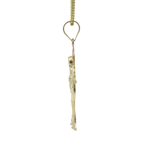 14KT Gold Charm Small Diamond Cut Two Tone Grim Reaper with Plain Bell