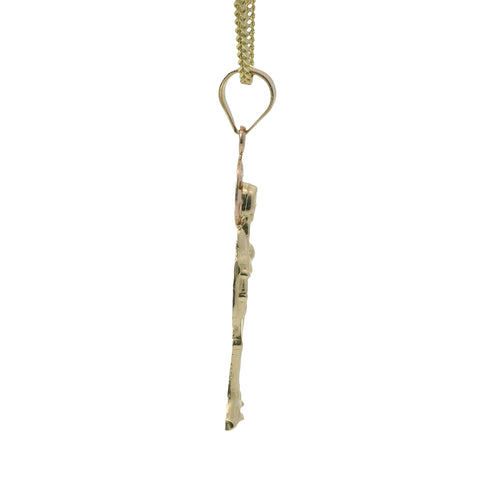 14KT Gold Charm Small Diamond Cut Two Tone Grim Reaper with Plain Bell