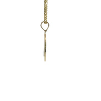 14KT Gold Charm Small Two Tone Oval St Benedict Coin with Plain Bell