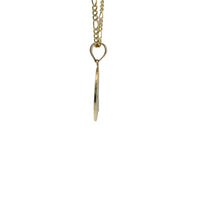 14KT Gold Charm Small Two Tone Oval St Benedict Coin with Plain Bell