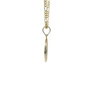 14KT Gold Charm Extra Small Round Two Tone St Benedict Coin with Plain Bell
