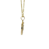 14KT Gold Charm Small Two Tone Gardian Angel Shield Shape Coin with White Gold Diamond Cut Wings and Plain Bell