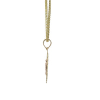 14KT Gold Charm Small Two Tone Spiked Oval Virgin Mary Coin with Diamond Cut Edge and Plain Bell