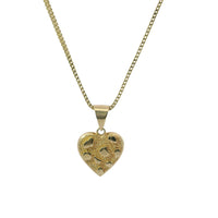 14KT Gold Charm Small 3D Nugget Heart with Plain Bell