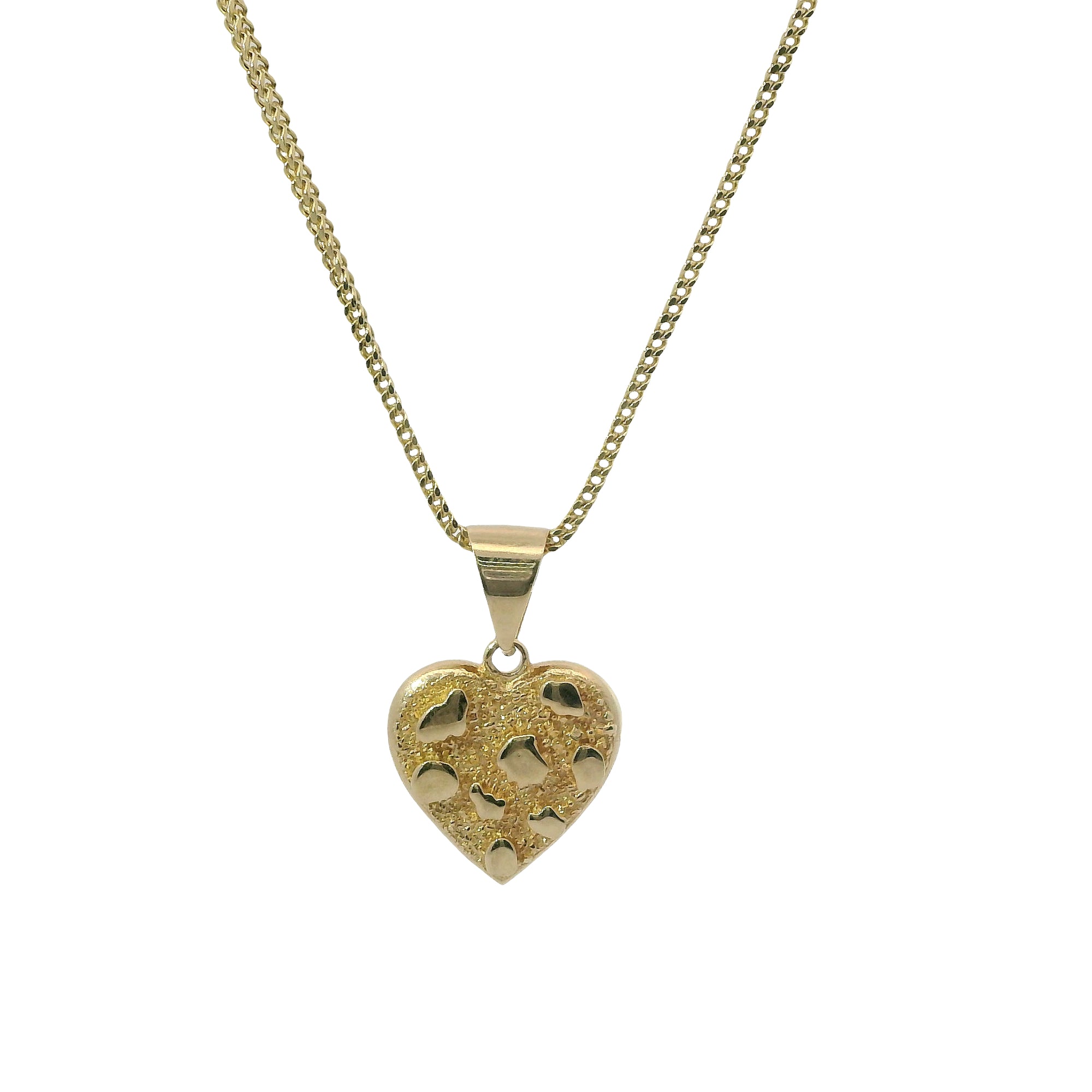 14KT Gold Charm Small 3D Nugget Heart with Plain Bell