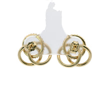 14KT Gold Earrings Small Borromean / Triskelion Triple Interlocking White CZ Stones Rings with Push Back Post and Butterfly Backs
