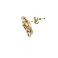 14KT Gold Earrings Small Borromean / Triskelion Triple Interlocking Rings with Push Back Post and Butterfly Backs