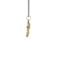 14KT Gold Charm Small 3D White CZ Stones LaBuBu with Plain Bell