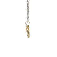 14KT Gold Charm Small Tri Tone Elephant with Pink Eye and Rose Gold Pointed Blanket Plain Bell