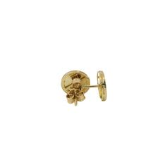 14KT Gold Earrings Small Sunray Circle with Dotted Border, Push Back Post and Butterfly Backs