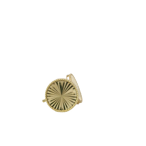 14KT Gold Earrings Small Sunray Circle with Dotted Border, Push Back Post and Butterfly Backs