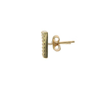 14KT Gold Earring Small Square White CZ Stones Cluster with Push Back Post and Butterfly Backs