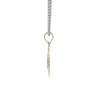 14KT Gold Charm Small Tri Tone "Mi Primera Communion" Communion Coin with Diamond Cut Edge and Plain Bell