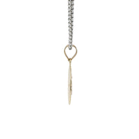 14KT Gold Charm Small Tri Tone "Mi Primera Communion" Communion Coin with Diamond Cut Edge and Plain Bell