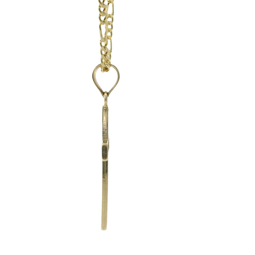 14KT Gold Charm Small Engravable Center Plain Cross with Plain Bell
