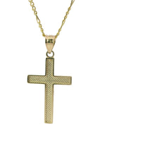 14KT Gold Charm Small Engravable Center Plain Cross with Plain Bell