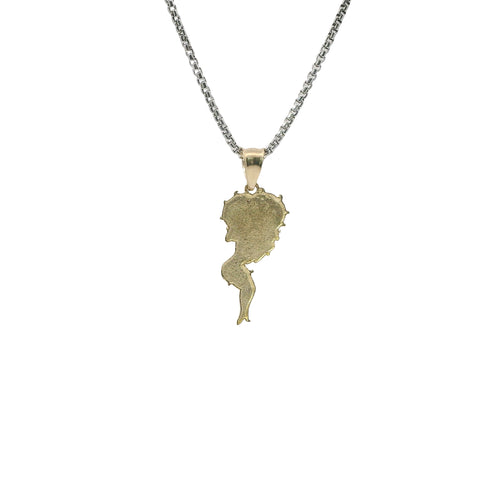 14KT Gold Charm Small Betty Boop Full Body with Diamond Cut Hair and Plain Bell