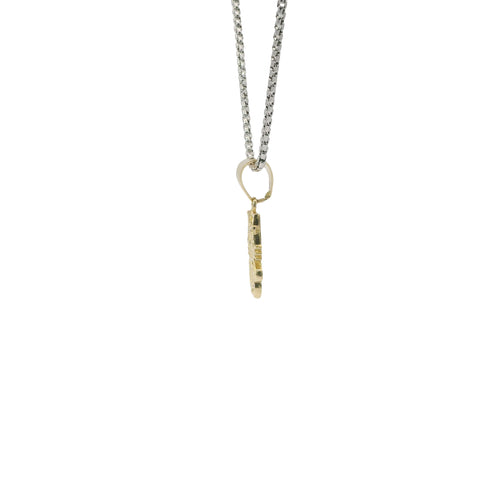 14KT Gold Charm Small Full Body Diamond Cut Hello Kitty with Plain Bell