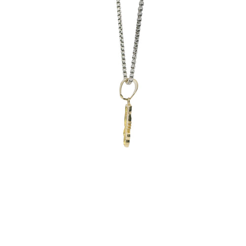 14KT Gold Charm Small Full Body Diamond Cut Hello Kitty with Plain Bell