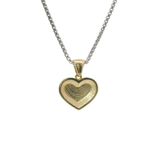 14KT Gold Charm Small Engravable Greek Border Heart with Plain Bell